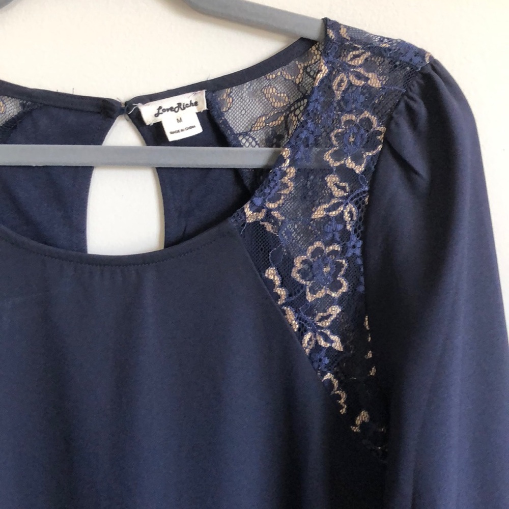 NWOT Love Riche Navy Long Sleeved Dress - Picture 2 of 9